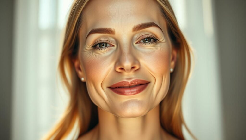 A radiant woman in her mid-30s, her skin glowing with a healthy, youthful luminescence, stands against a backdrop of soft, diffused lighting. Her face is the focal point, showcasing the transformative effects of Glowin Beaute's Oligio X 原美電波technology. The image captures the technology's ability to visibly tighten and firm the skin, reducing the appearance of fine lines and wrinkles. The woman's serene expression conveys a sense of confidence and rejuvenation, as if the treatment has breathed new life into her complexion. The overall atmosphere is one of tranquility and natural beauty, reflecting the gentle, yet potent, power of the Oligio X 原美電波. A radiant woman in her mid-30s, her skin glowing with a healthy, youthful luminescence, stands against a backdrop of soft, diffused lighting. Her face is the focal point, showcasing the transformative effects of Glowin Beaute's Oligio X 原美電波technology. The image captures the technology's ability to visibly tighten and firm the skin, reducing the appearance of fine lines and wrinkles. The woman's serene expression conveys a sense of confidence and rejuvenation, as if the treatment has breathed new life into her complexion. The overall atmosphere is one of tranquility and natural beauty, reflecting the gentle, yet potent, power of the Oligio X 原美電波.