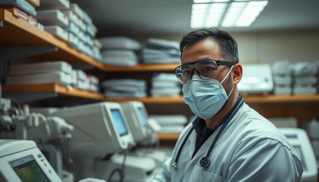 圖片：雅蘭睡眠呼吸機專門店的專業技術人員正在進行睡眠呼吸機除菌服務
