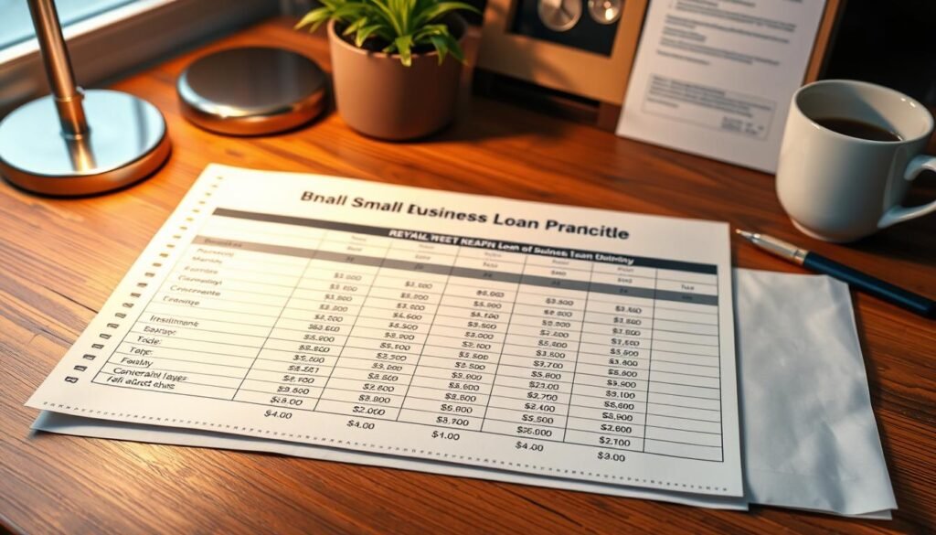 A neatly organized spreadsheet on a wooden desk, displaying a detailed repayment plan for a small business loan. The plan features calculated monthly installments, interest rates, and a timeline for full loan repayment. Warm lighting from a desk lamp casts a cozy glow, while a potted plant and a cup of coffee add a touch of productivity. The scene conveys a sense of financial responsibility and careful cash flow management, crucial for the success of a new entrepreneurial venture. A neatly organized spreadsheet on a wooden desk, displaying a detailed repayment plan for a small business loan. The plan features calculated monthly installments, interest rates, and a timeline for full loan repayment. Warm lighting from a desk lamp casts a cozy glow, while a potted plant and a cup of coffee add a touch of productivity. The scene conveys a sense of financial responsibility and careful cash flow management, crucial for the success of a new entrepreneurial venture.
